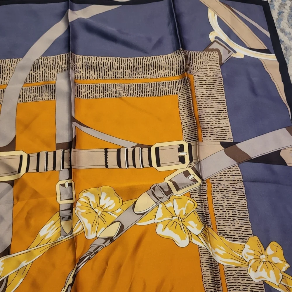 Equestrian Themed Silk Square Scarf - Picture 3 of 7